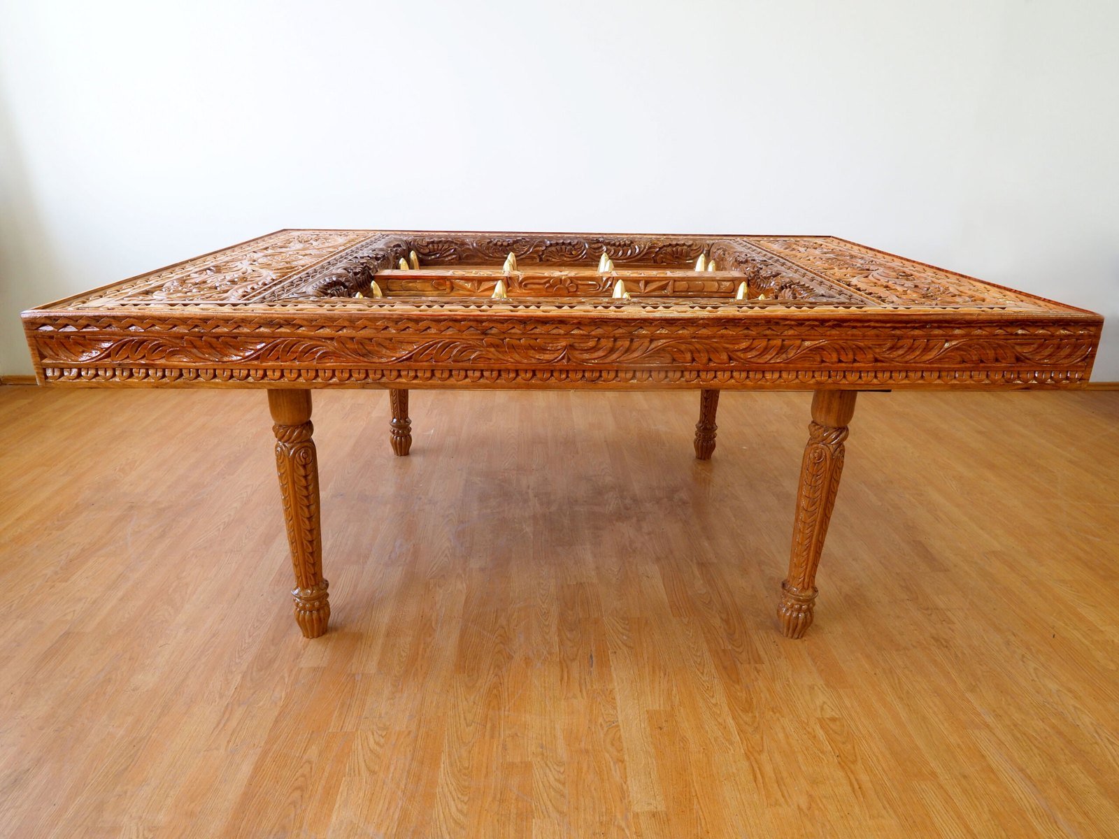 Zanzibar Mongongo Wood Dining Table — hand-carved mongongo wood, Mwenge, Dar es Salaam, Tanzania