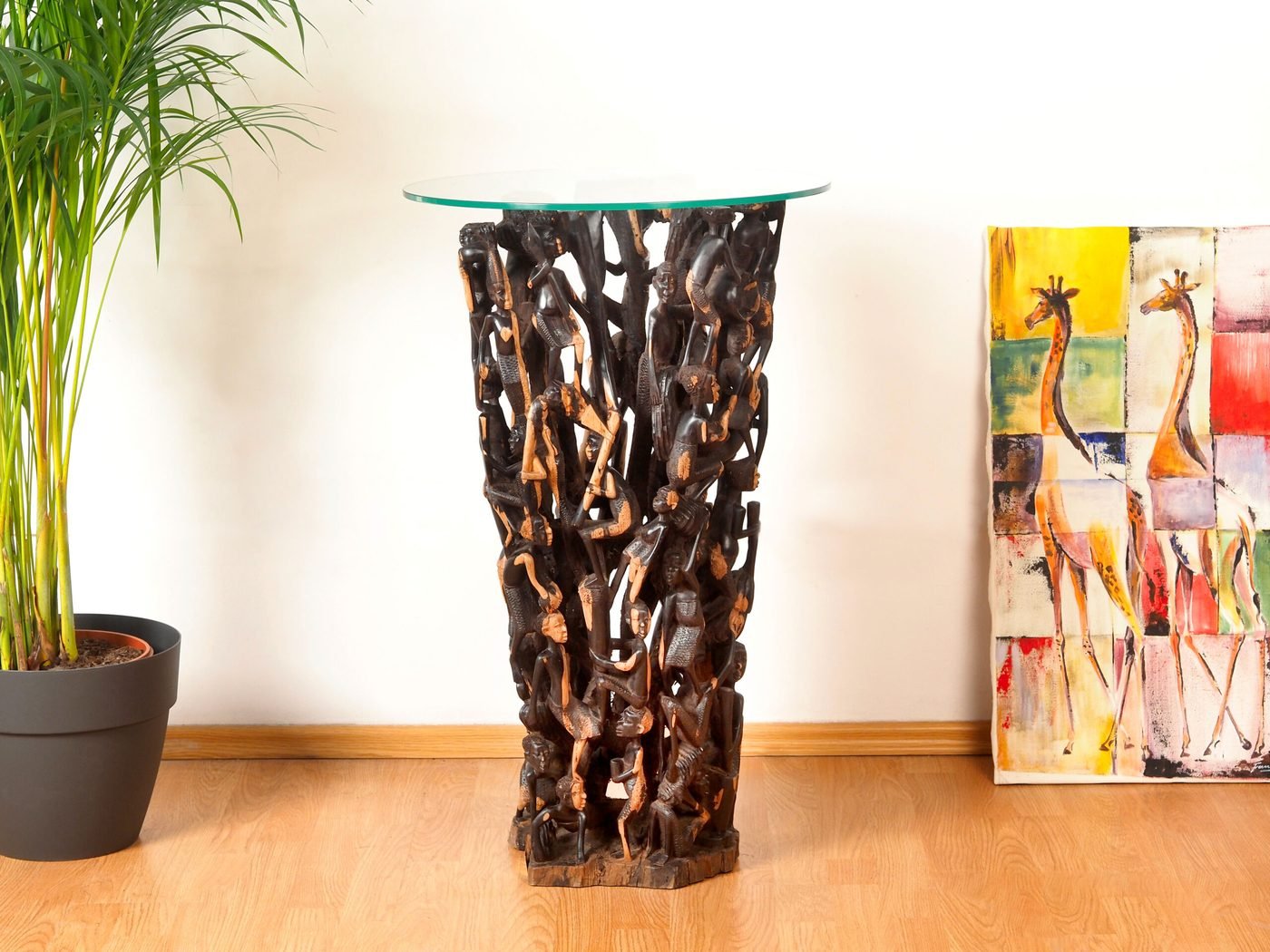 Makonde Ebony Side Table — hand-carved ebony, one of one, carved at Mwenge, Dar es Salaam, Tanzania