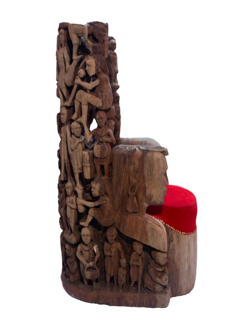 Maasai Queen Throne Chair – Luxury Hand-Carved Art Masterpiece for Dubai Interiors