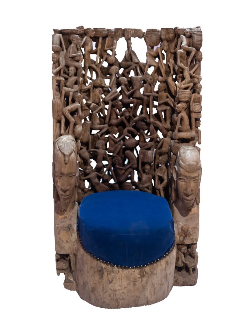 Makonde Royal Throne Chair – Luxury Hand-Carved Art Sculpture for Dubai Interiors