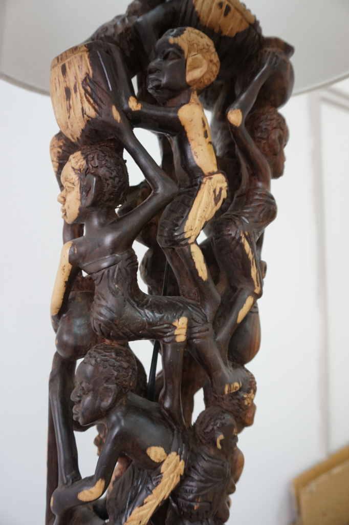 Makonde 2-Lamp – Hand-Carved Ebony Art Sculpture | Luxury Art Furniture