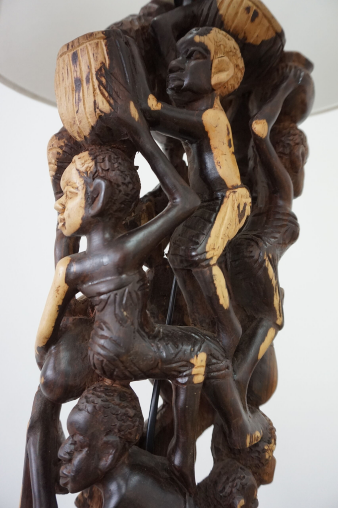 Makonde 2-Lamp – Hand-Carved Ebony Art Sculpture | Luxury Art Furniture
