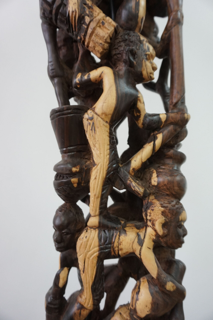 Makonde 2-Lamp – Hand-Carved Ebony Art Sculpture | Luxury Art Furniture