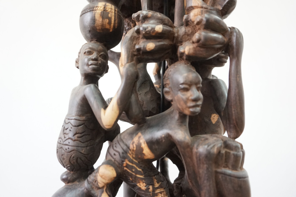 Makonde 3-Lamp – Hand-Carved Ebony Tribal Art Lighting | Luxury Design