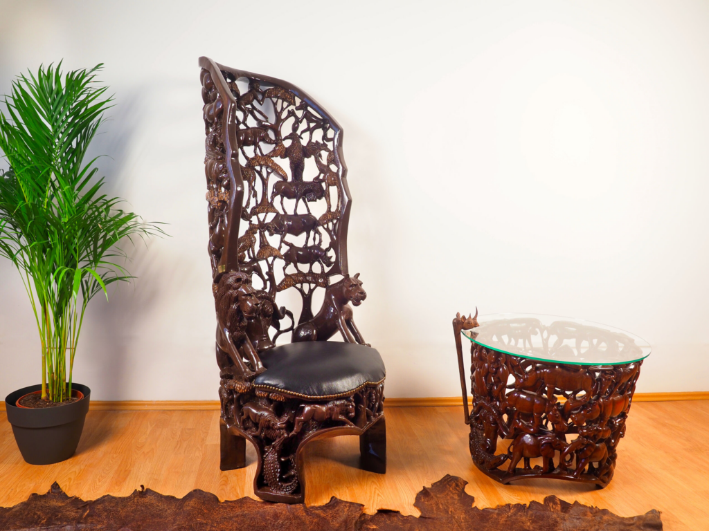 Shambaa Armchair, hand-carved armchair, Private Museum