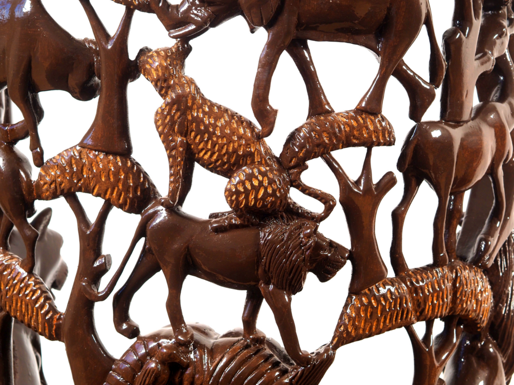 Shambaa Sculptural Armchair – Luxury Hand-Carved Wildlife Throne for Dubai Interiors