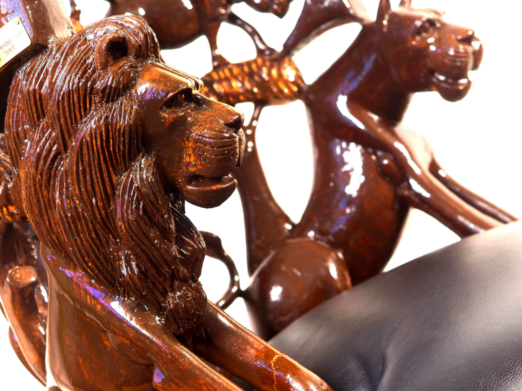 Shambaa Sculptural Armchair – Luxury Hand-Carved Wildlife Throne for Dubai Interiors