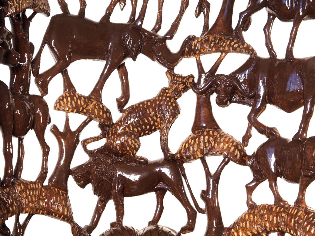 Shambaa Sculptural Armchair – Luxury Hand-Carved Wildlife Throne for Dubai Interiors