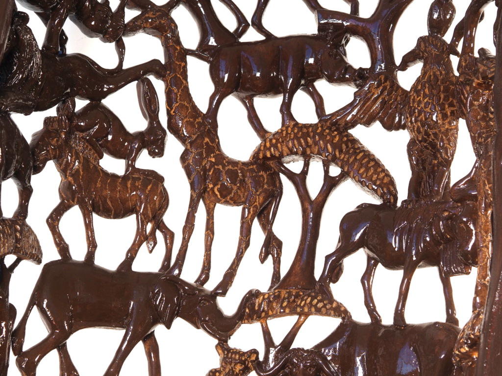Shambaa Sculptural Armchair – Luxury Hand-Carved Wildlife Throne for Dubai Interiors