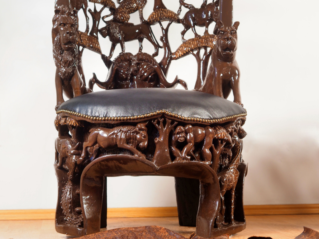 Shambaa Sculptural Armchair – Luxury Hand-Carved Wildlife Throne for Dubai Interiors