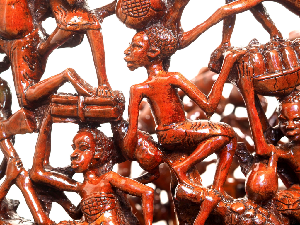Makonde 1 Armchair – Hand-Carved African Hardwood Tribal Art Furniture for Luxury Dubai