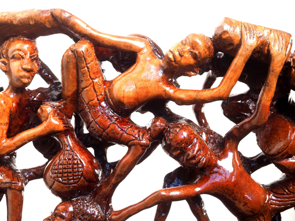 Makonde 1 Armchair – Hand-Carved African Hardwood Tribal Art Furniture for Luxury Dubai