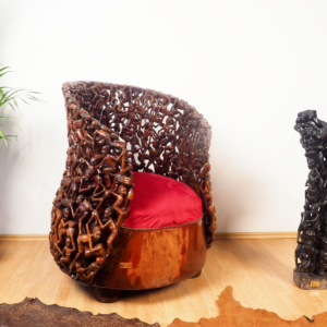 Makonde Armchair II, hand-carved armchair, Private Museum