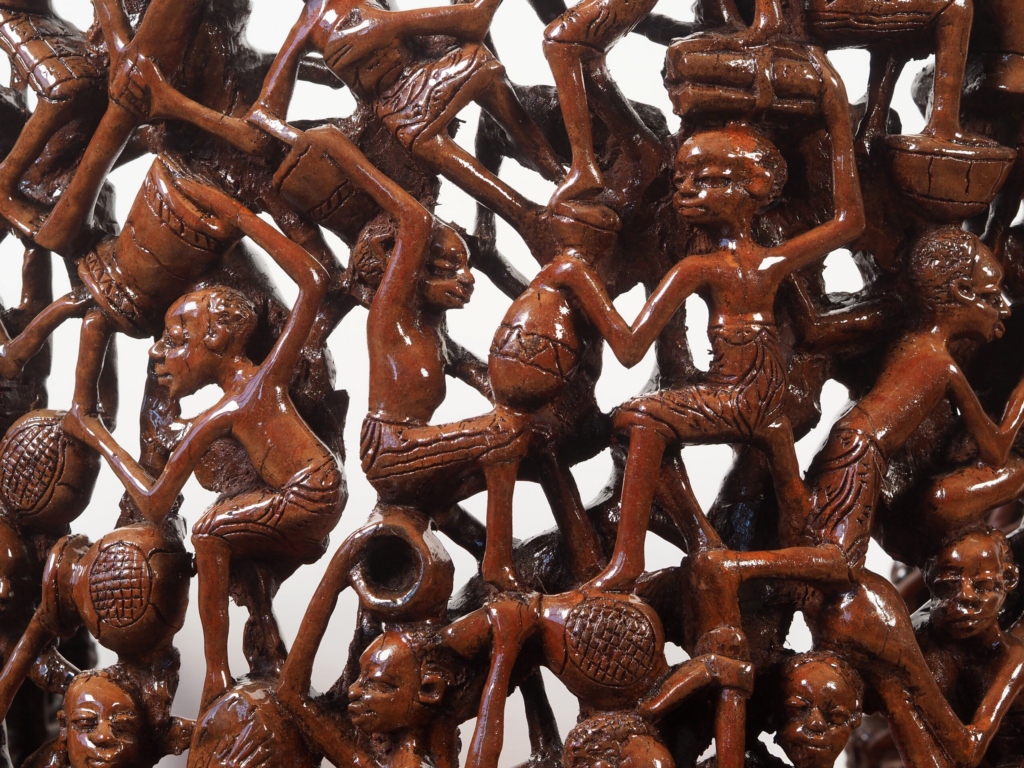 Makonde 2 Armchair – Hand-Carved African Hardwood Tribal Art Furniture for Luxury Dubai