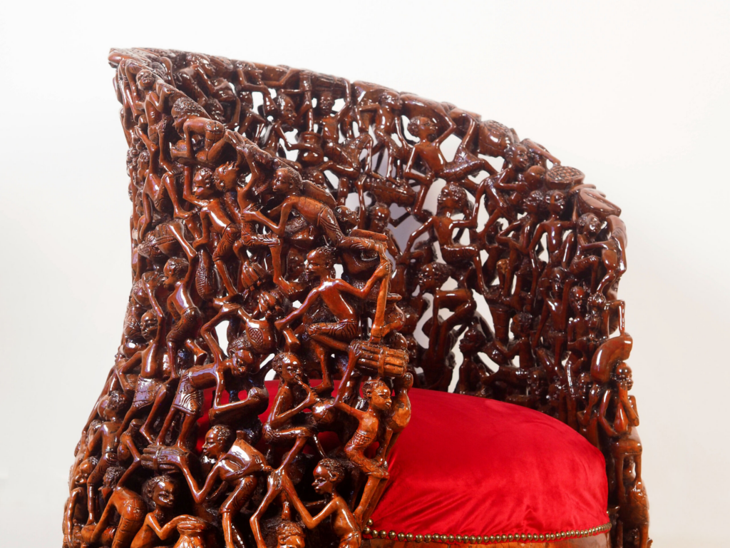 Makonde 2 Armchair – Hand-Carved African Hardwood Tribal Art Furniture for Luxury Dubai