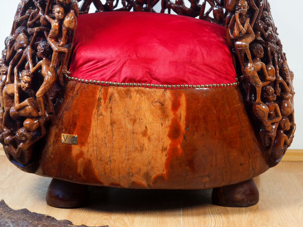 Makonde 2 Armchair – Hand-Carved African Hardwood Tribal Art Furniture for Luxury Dubai