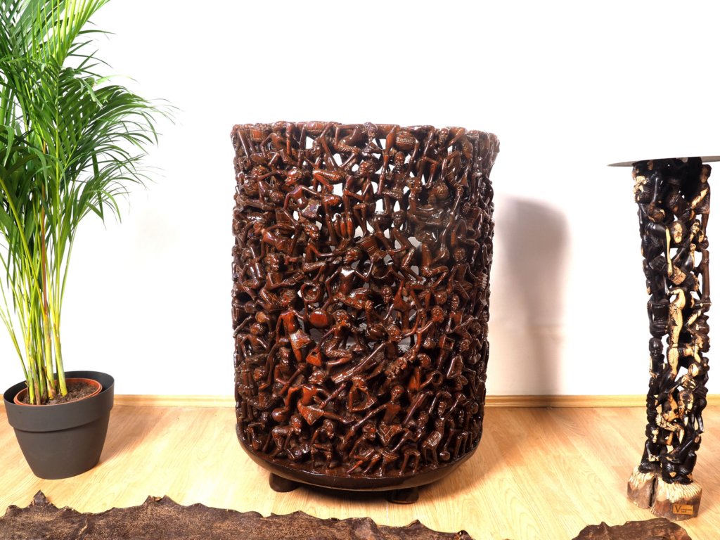 Magufuli Armchair – Hand-Carved African Hardwood Tribal Art Furniture for Luxury Dubai