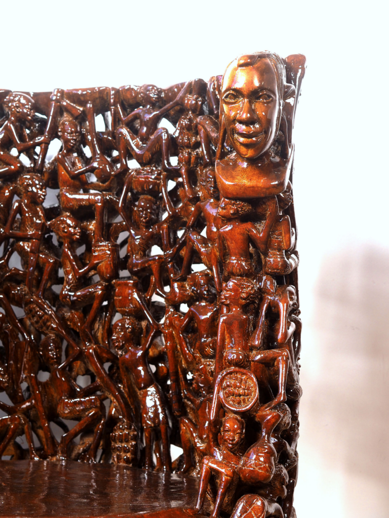 Magufuli Armchair – Hand-Carved African Hardwood Tribal Art Furniture for Luxury Dubai