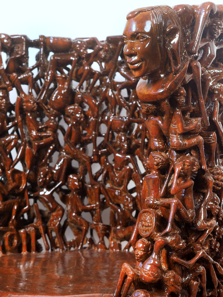 Magufuli Armchair – Hand-Carved African Hardwood Tribal Art Furniture for Luxury Dubai