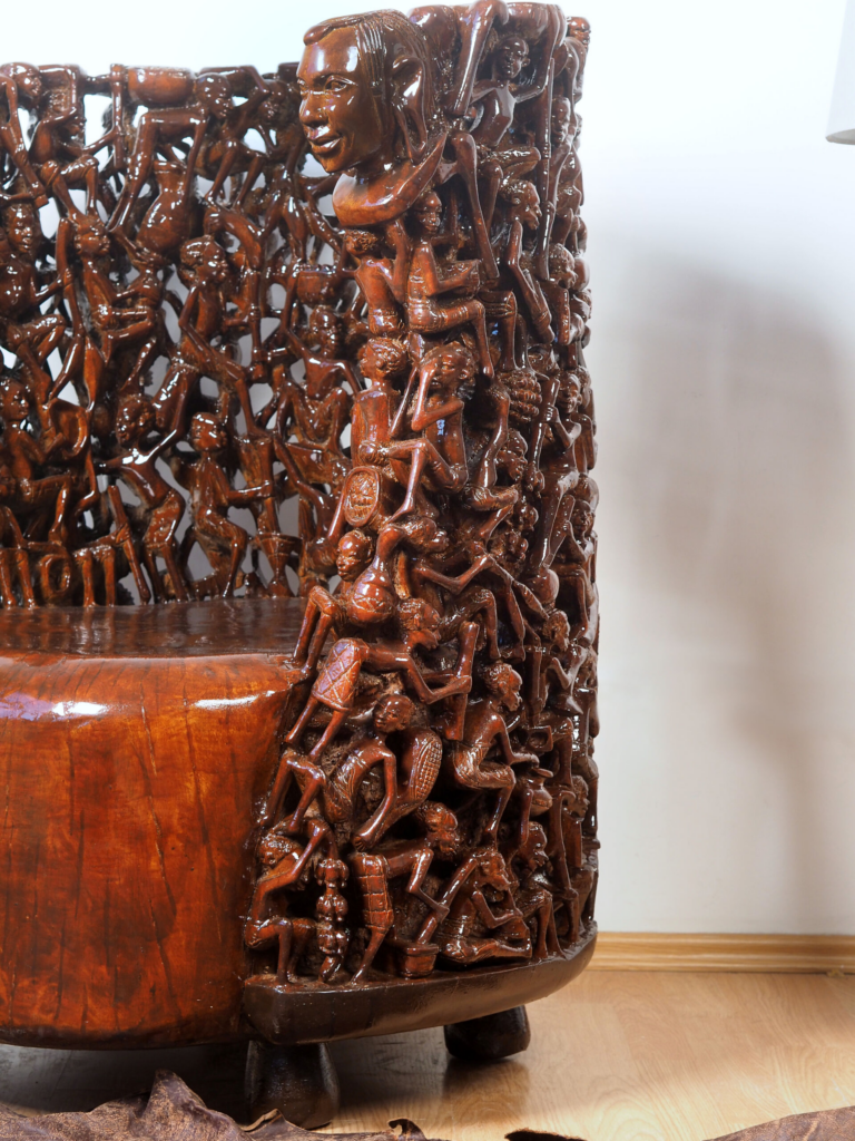 Magufuli Armchair – Hand-Carved African Hardwood Tribal Art Furniture for Luxury Dubai