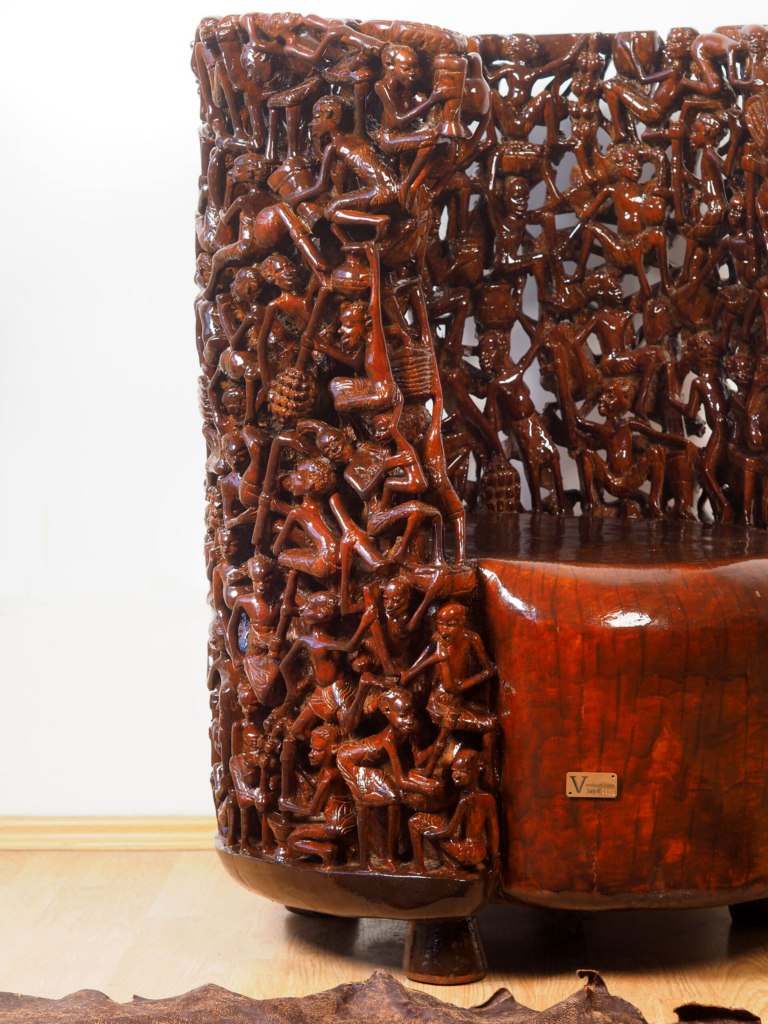 Magufuli Armchair – Hand-Carved African Hardwood Tribal Art Furniture for Luxury Dubai