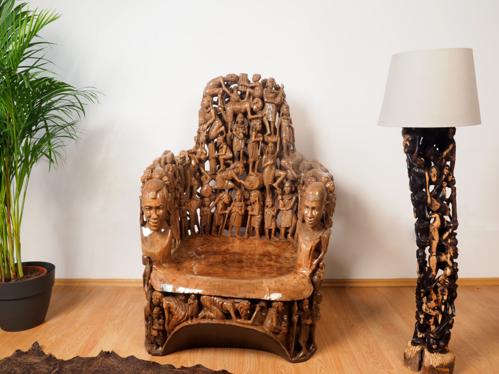 Maasai Armchair – Luxury Hand-Carved Tribal Art Chair for Premium Dubai Interiors