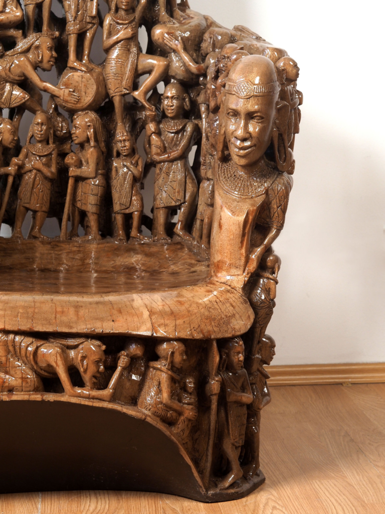 Maasai Armchair – Luxury Hand-Carved Tribal Art Chair for Premium Dubai Interiors