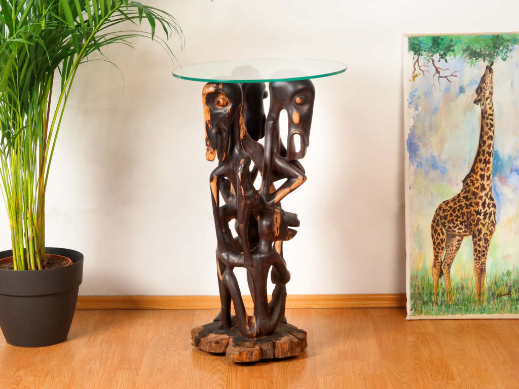 Devils Side Table, hand-carved side table, Private Museum