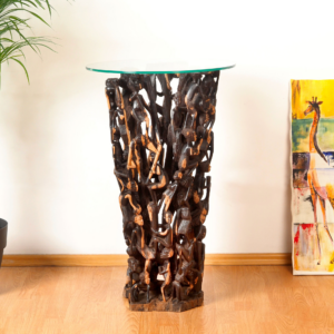 Makonde Ebony Side Table, hand-carved side table, Private Museum