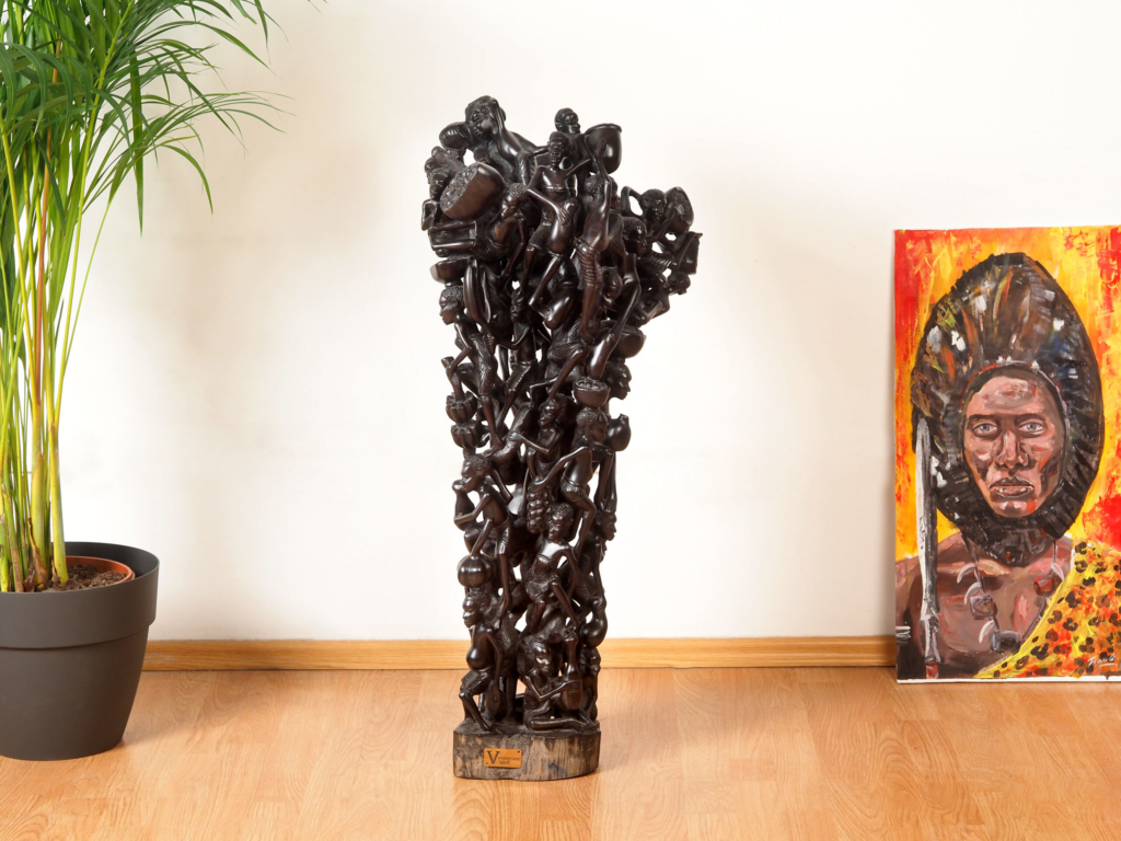 Makonde Decorative Ebony Sculpture – Luxury Hand-Carved Tribal Art for Dubai Interiors