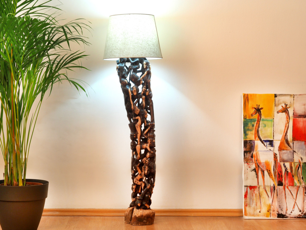 Makonde Lamp II, hand-carved lamp, Private Museum