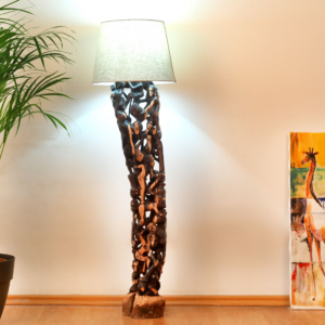 Makonde Lamp II, hand-carved lamp, Private Museum