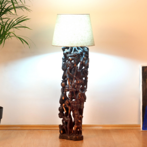 Makonde Lamp III, hand-carved lamp, Private Museum