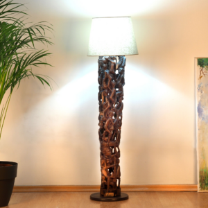 Makonde Ebony Floor Lamp, hand-carved lamp, Private Museum