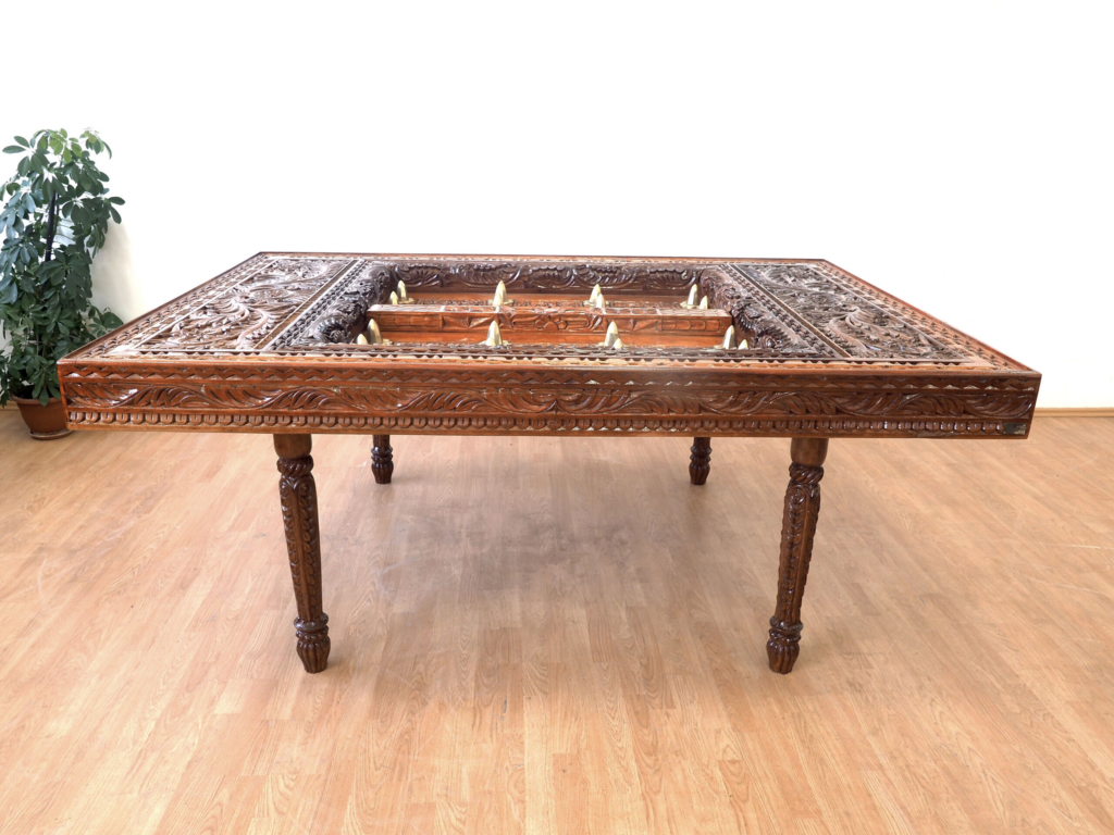 Zanzibar Dining Table, Dark, hand-carved dining table, Private Museum