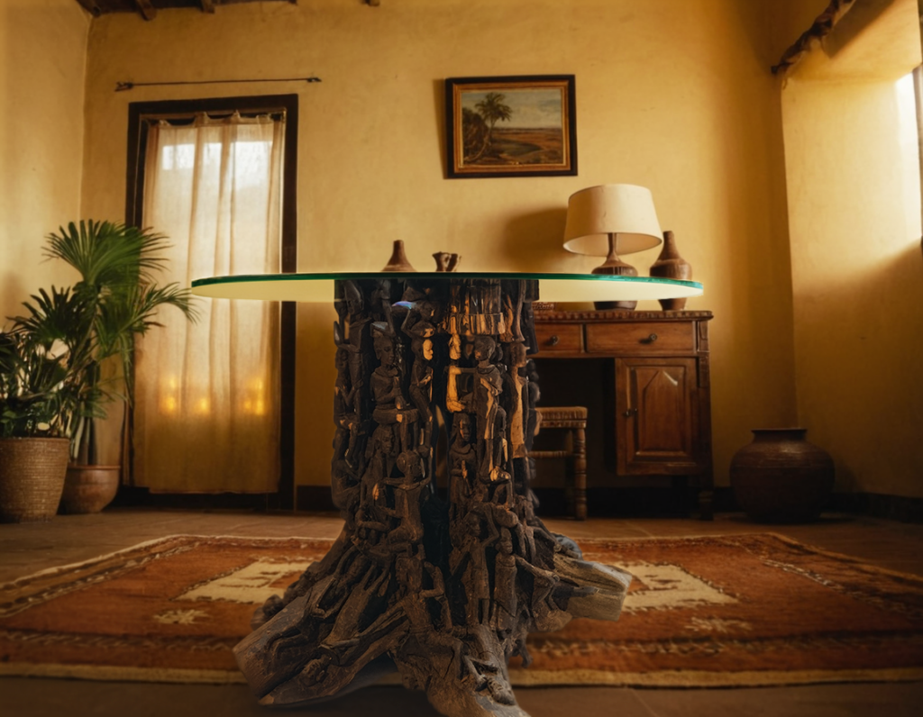 Ebony Root Dining Table – Hand-Carved Luxury Art Furniture for Dubai & UAE Interiors