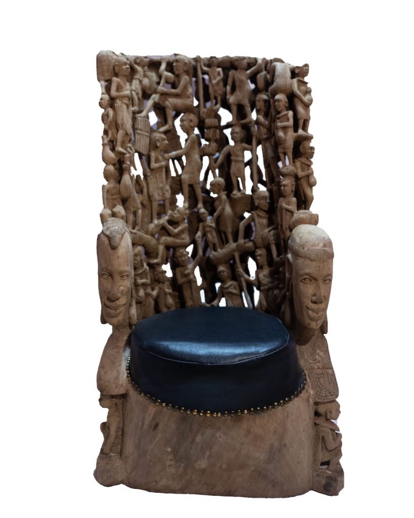 Maasai Royal Throne Chair – Luxury Hand-Carved Art Masterpiece for Dubai Interiors