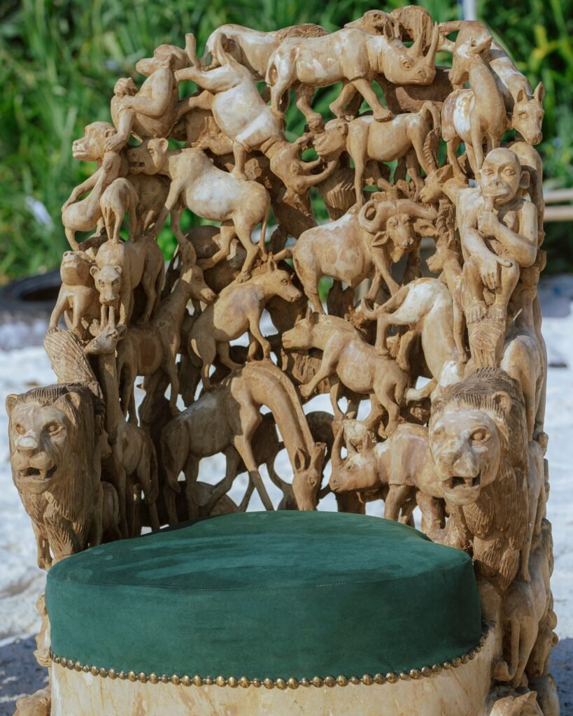 Wildlife Sculptural Throne Chair – Luxury Hand-Carved Masterpiece for Dubai Interiors