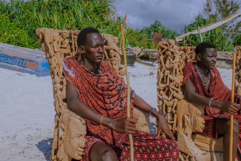 Maasai Queen Throne Chair – Luxury Hand-Carved Art Masterpiece for Dubai Interiors