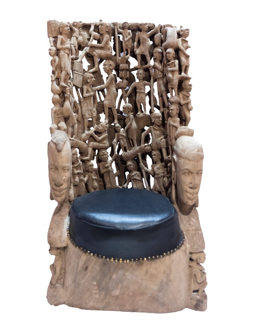 Maasai Royal Throne Chair – Luxury Hand-Carved Art Masterpiece for Dubai Interiors
