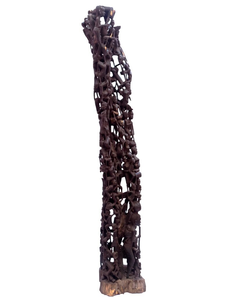 Tall Makonde Ebony Sculpture – Hand-Carved Luxury Art for Dubai Interiors