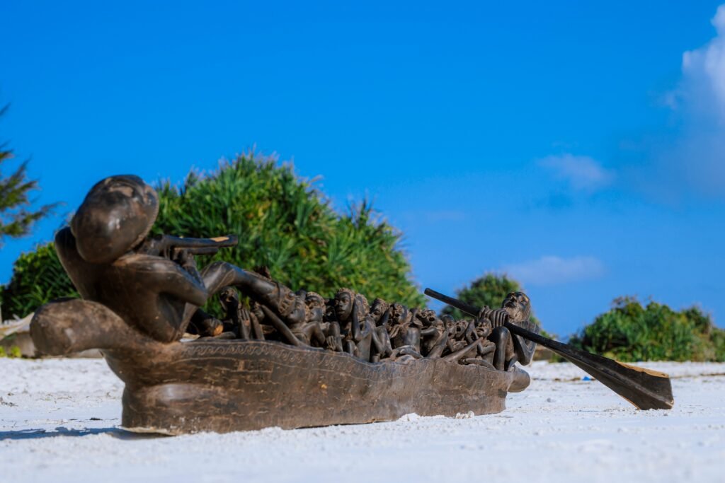 African Legacy Ebony Boat Sculpture – Monumental 3.7m Hand-Carved Art for Dubai Interiors