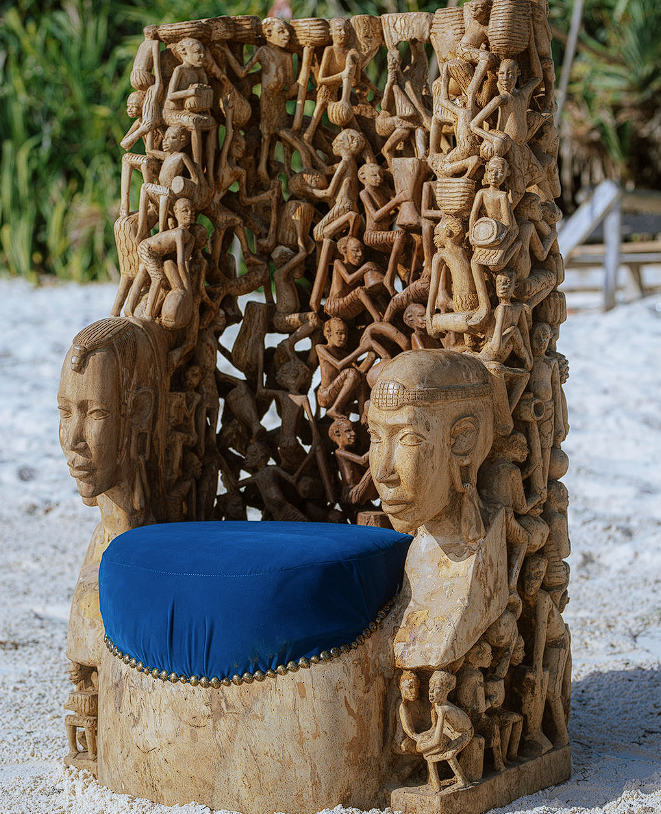 Makonde Royal Throne II, hand-carved throne, Private Museum