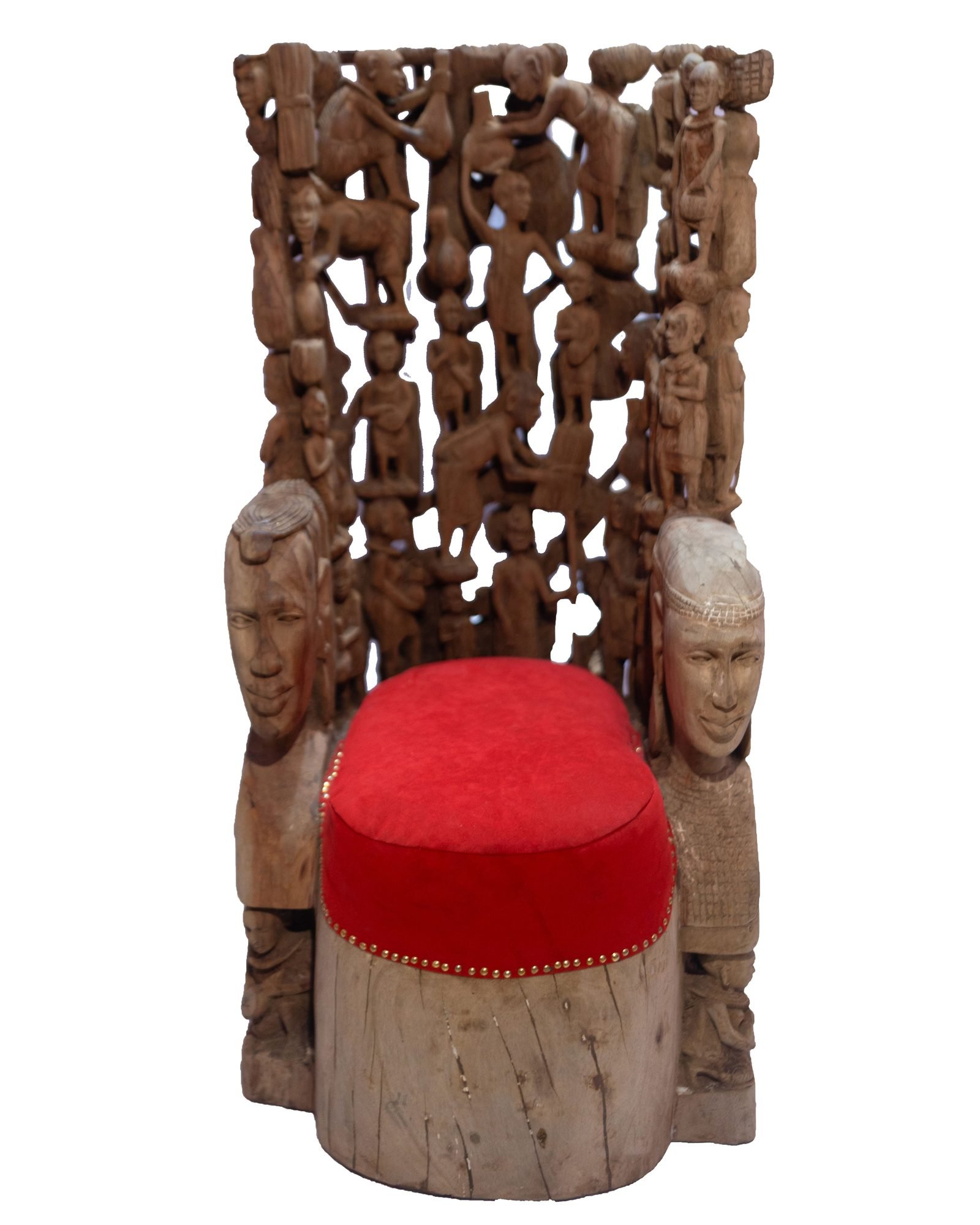 PM-028 red carved armchair detail