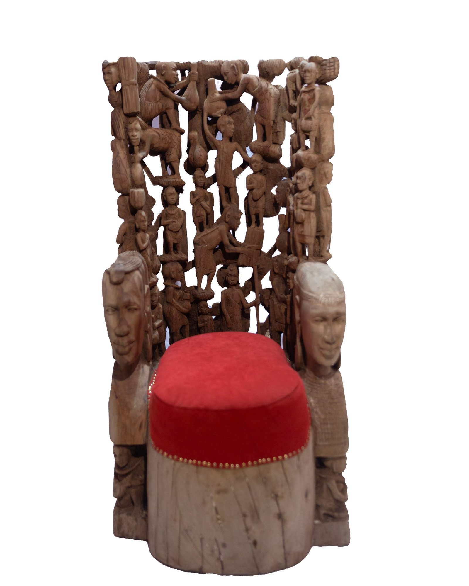 PM-028 red carved armchair detail