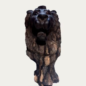 Ebony Lion Head, hand-carved sculpture, Private Museum