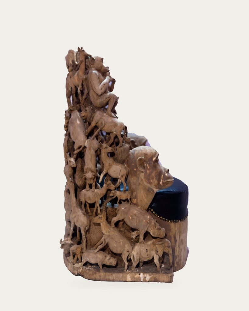 Gorilla Wildlife Throne, hand-carved throne, Private Museum