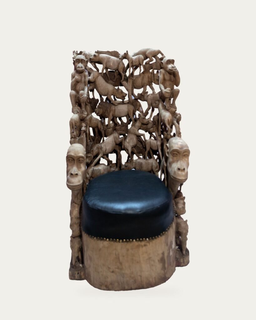 Gorilla Wildlife Throne, hand-carved throne, Private Museum