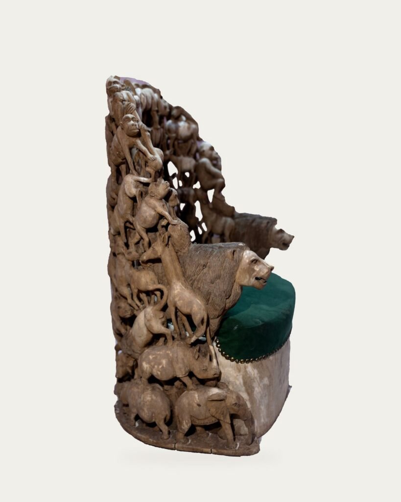 Wildlife Throne, hand-carved throne, Private Museum