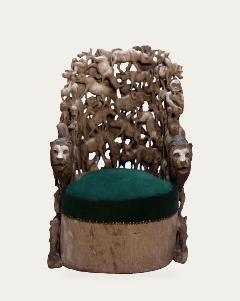 Wildlife Throne, hand-carved throne, Private Museum